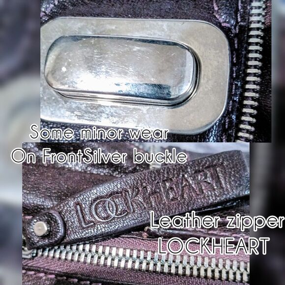 LOCKHEART Rare boho leather satchel zipper accent detail - Picture 5 of 11